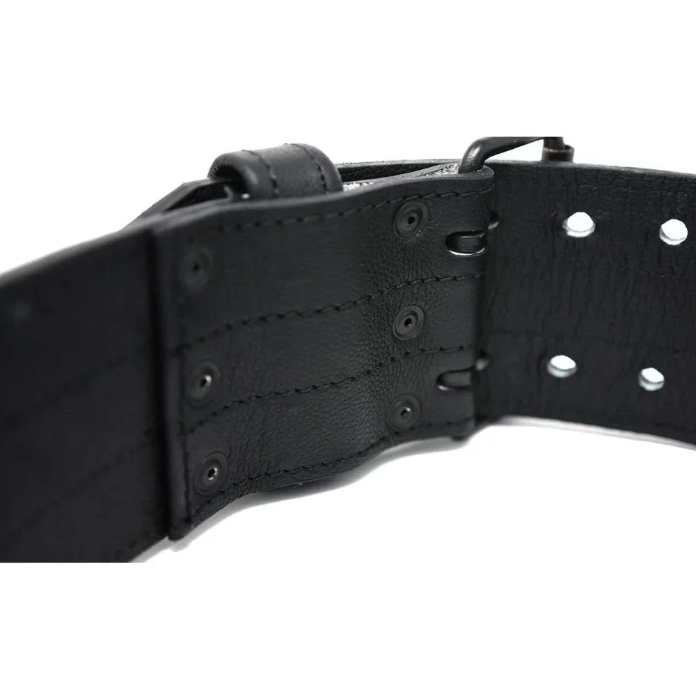 Black Weight Lifting Leather Belt - 10MM Double Prong